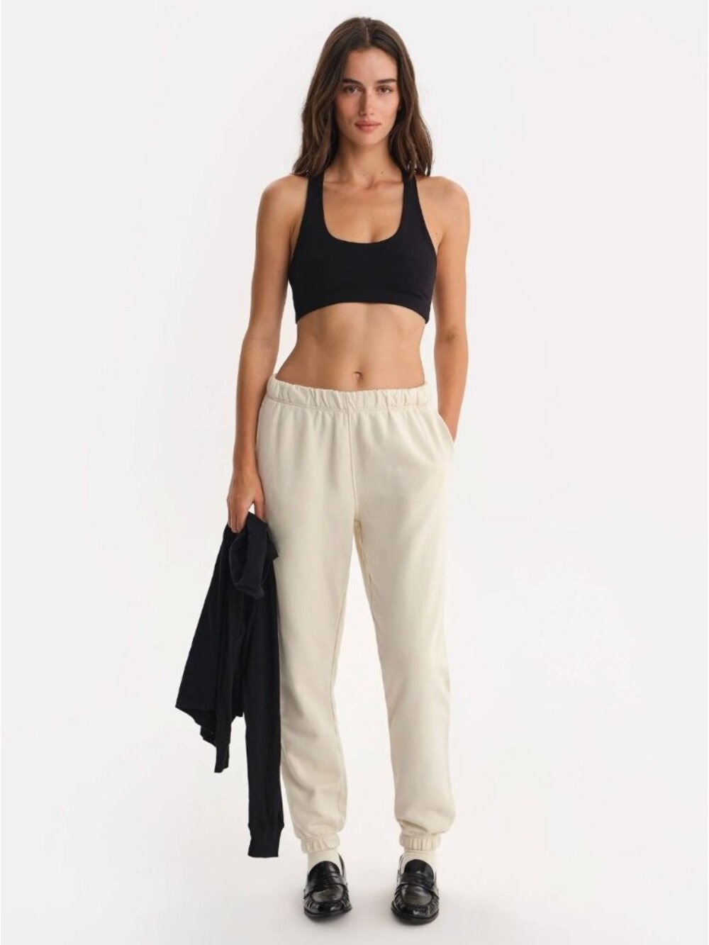 MATE The Label Organic Fleece Sweatpants, White, Size S, 100% Organic Cotton